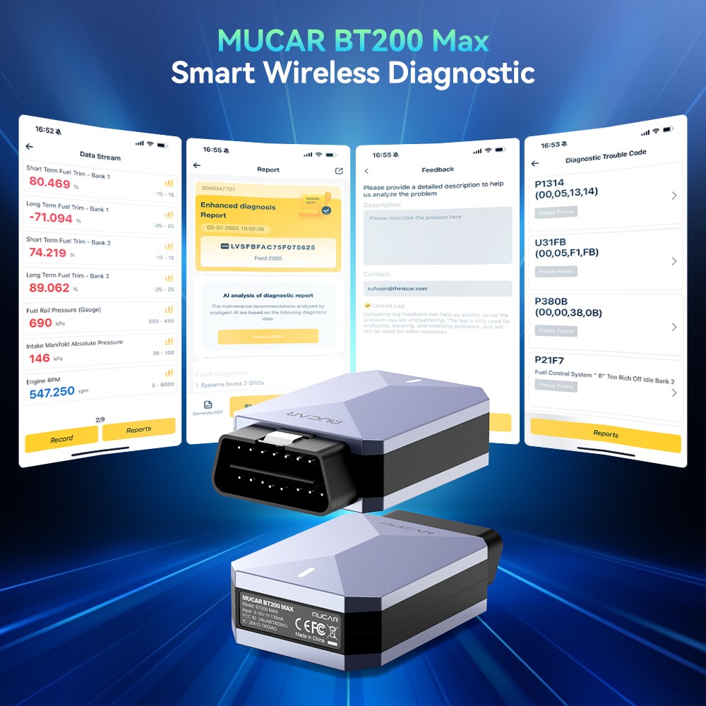2025 MUCAR BT200 MAX Bidirectional All System Diagnostic Tool Auto OBD2 Scanner