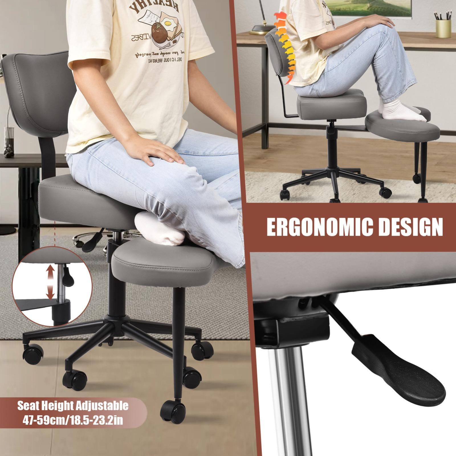 Criss Cross Desk Chair ADHD Meditation Kneeling Yoga Seat Gray