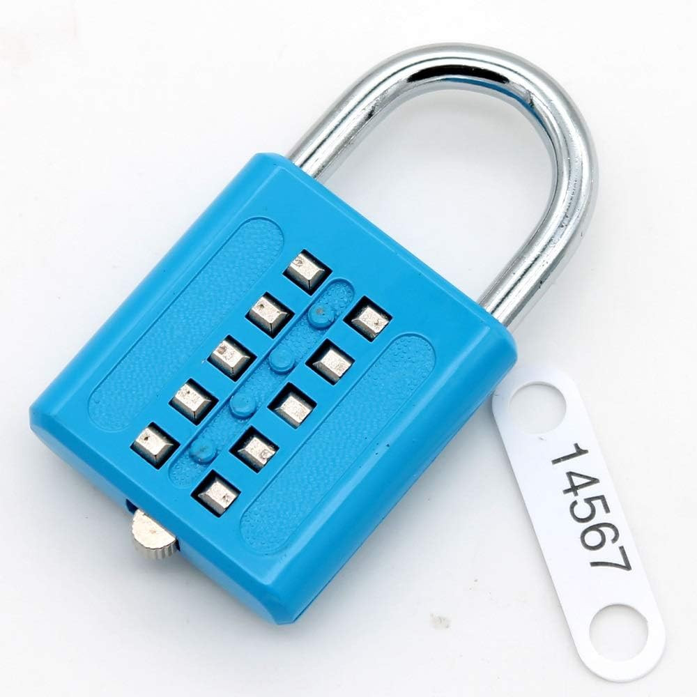 10 Position Button Combination Padlock, 5 Position Locking Mechanism, Bluexi15:1