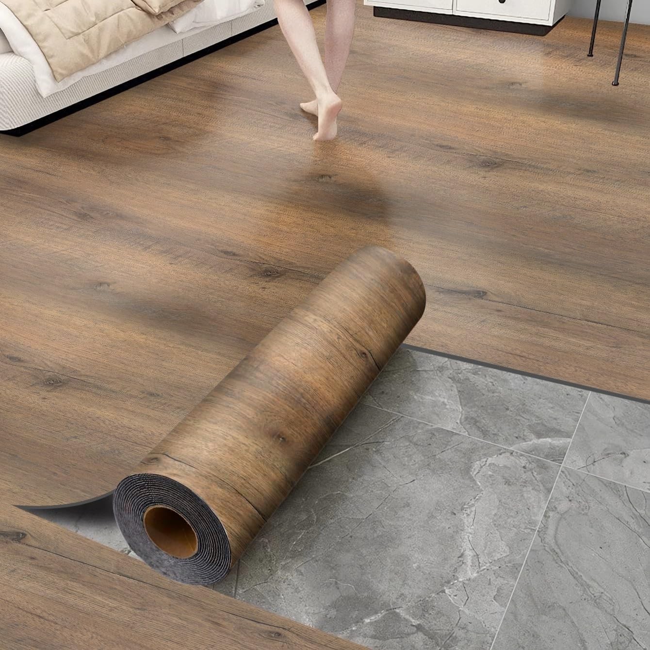 Luxury Thicken Wood Grain Peel and Stick Floor Tiles Self-Adhesive Vinyl Floorin