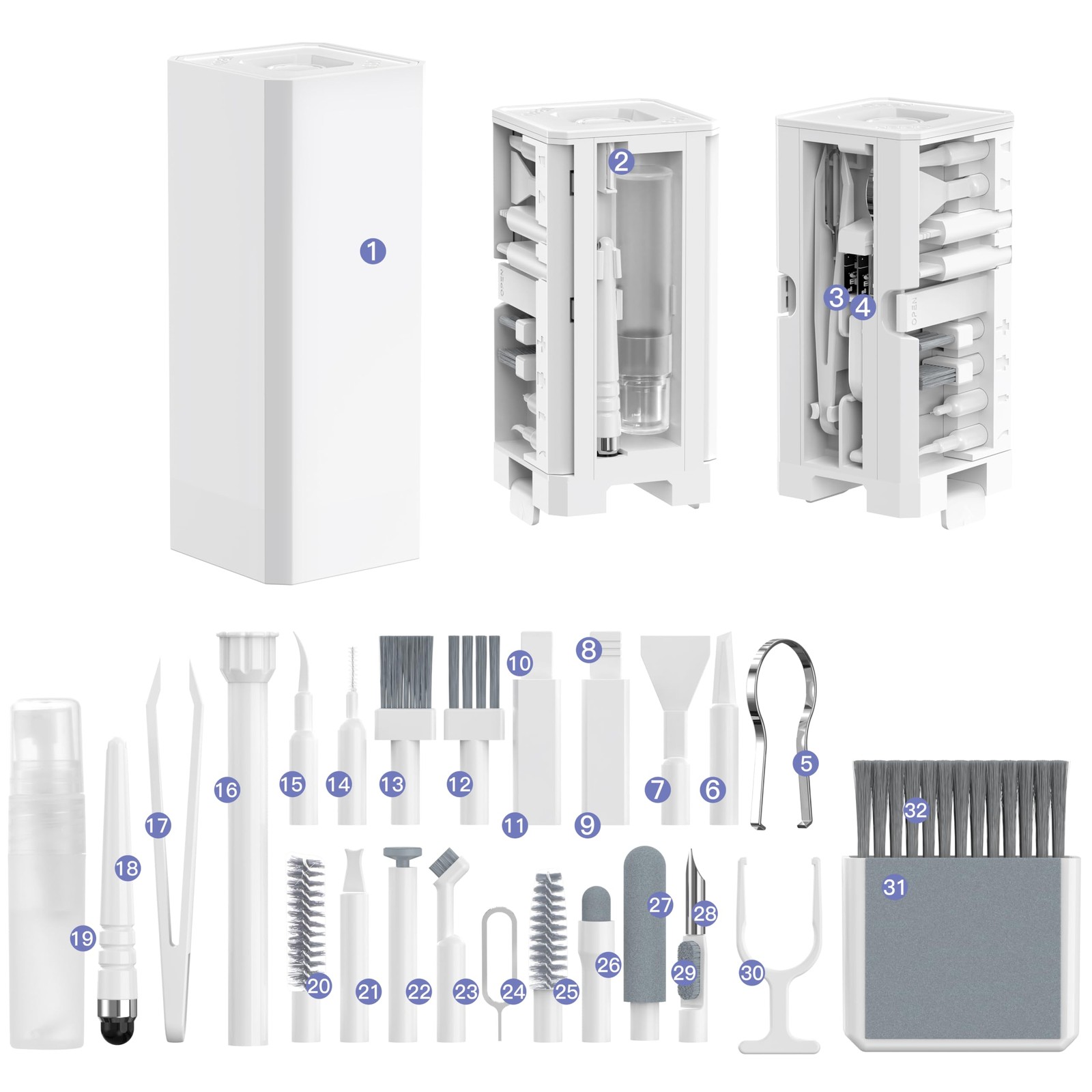 32-in-1 Multi-Functional Cleaning Kit for Electronics Including White