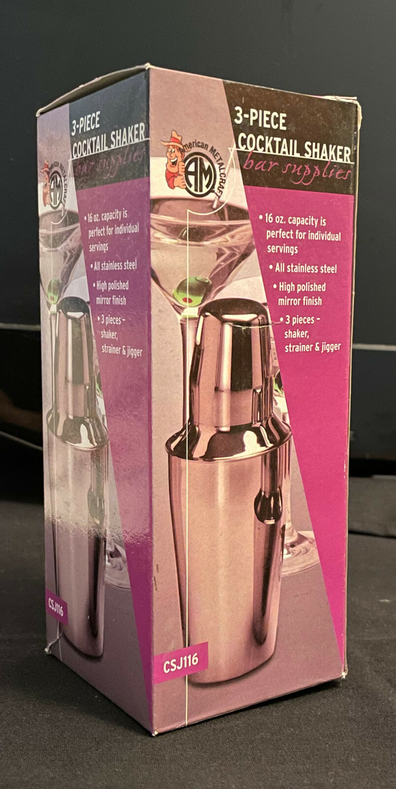 American Metalcraft CSJ116 3-Piece S/S 16 Oz Cocktail Shaker