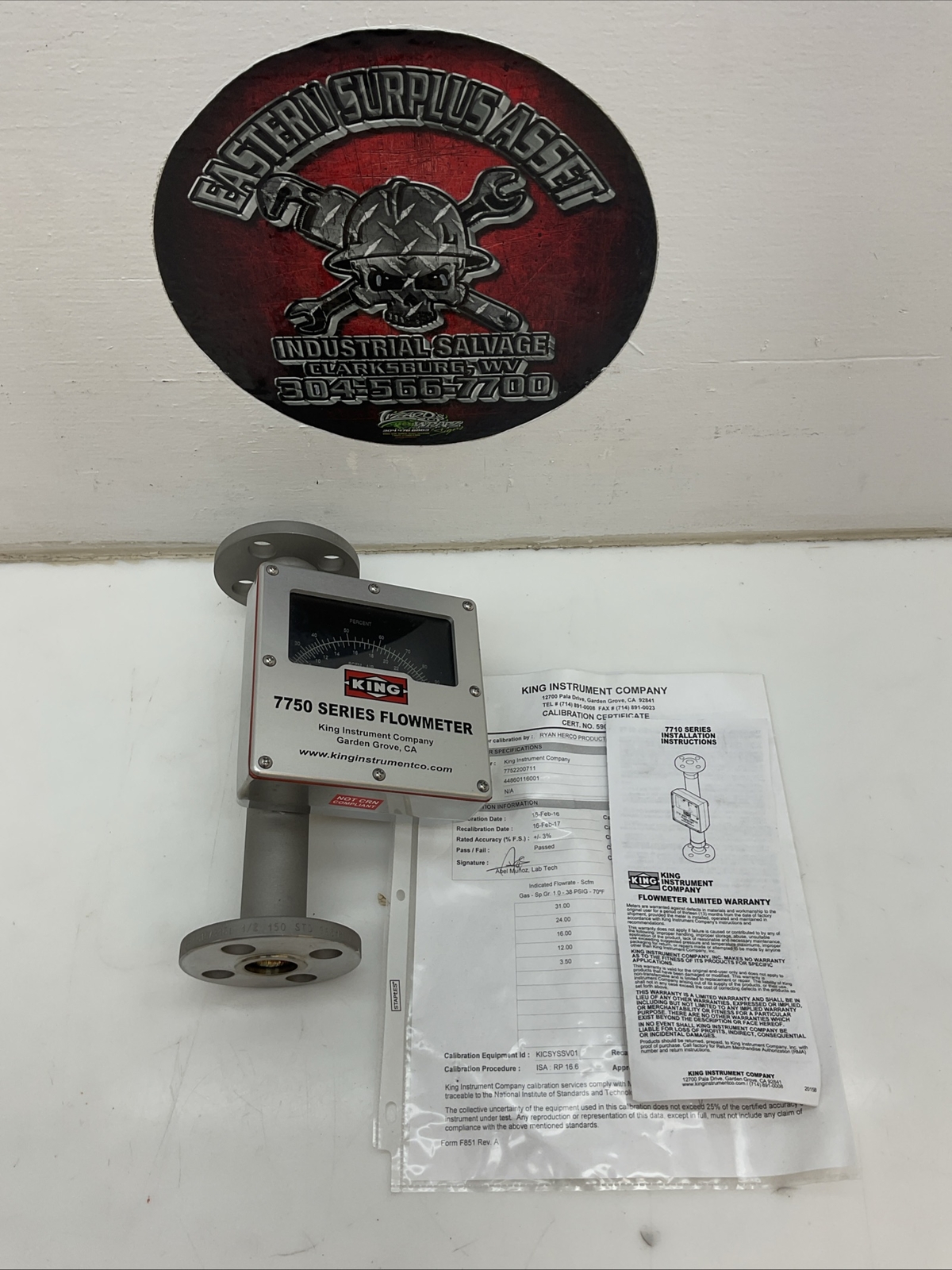King 7750 Series 316SS Flowmeter 7752200711 NIB