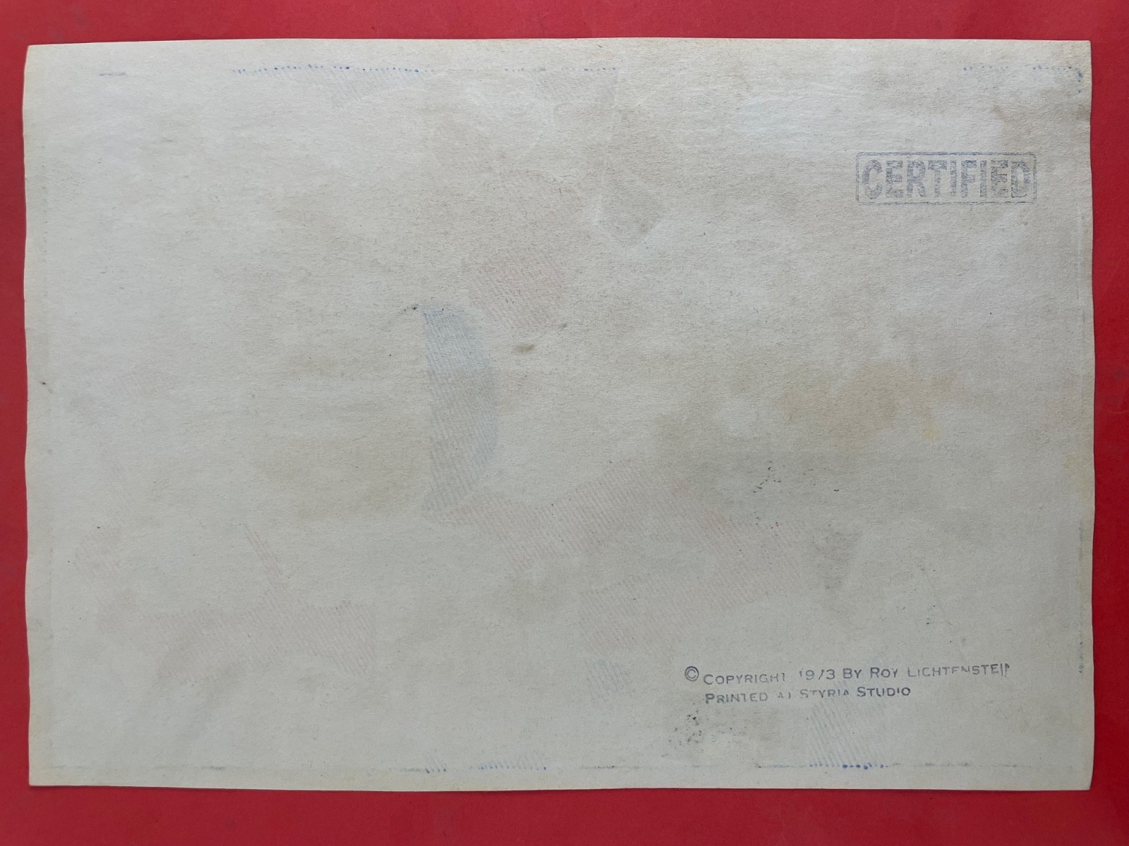 Roy Lichtenstein (Handmade) Drawing On Old Paper signed and stamped