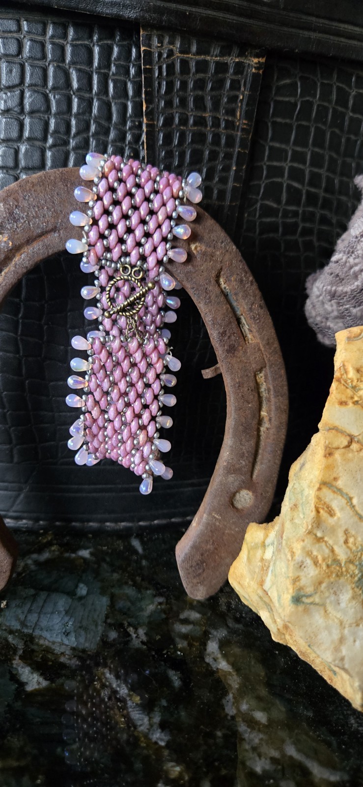 One-of-a-Kind Pink & Silver Beaded Bracelet