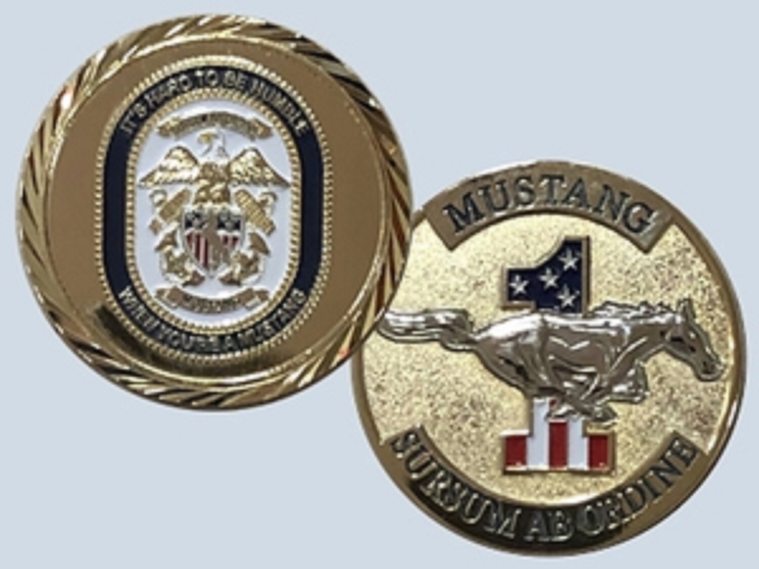 SURSUM AB ORDINE MUSTANG 1.75" NAVY  LDO CWO CHALLENGE COIN