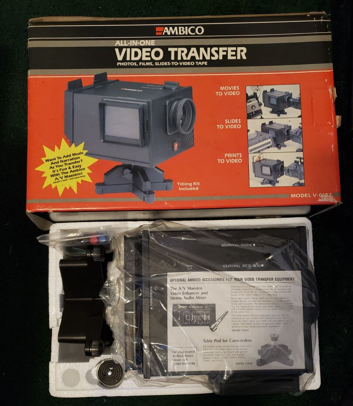 AMBICO All-in-One Video Transfer Photos Films Slides #V-0652 Original Box
