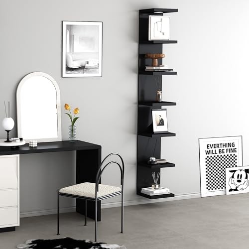 Versatile Wall Shelf Unit,Lack Wall Shelf,Display Floating Shelf 7 Tier Black