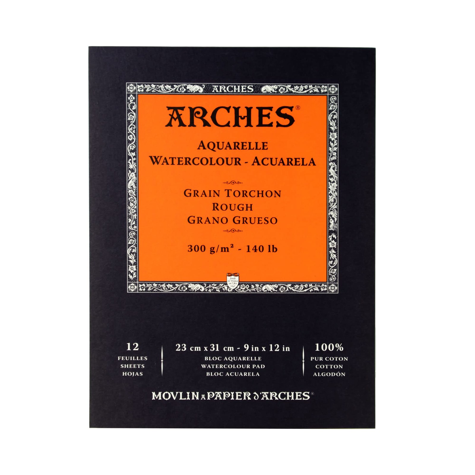 Watercolor Pad 9x12-inch - Natural White 100% Cotton Paper - 12 Sheet Waterco...