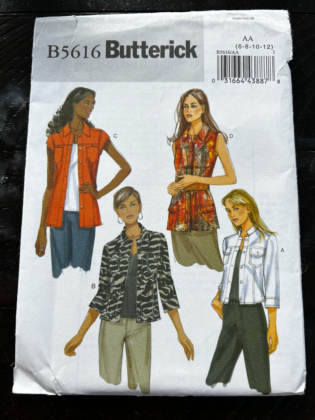 UNCUT Butterick B5616 Misses Loose Fitting Jackets (6-22) Easy Sewing Pattern