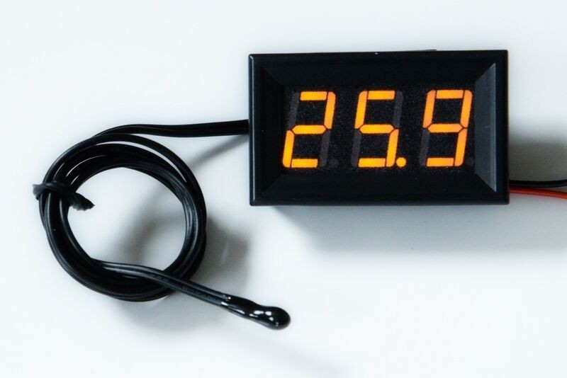 LED Thermometer -20°+110°C Small Bright 12V/24V Temperature Display Installation NTC 14mm