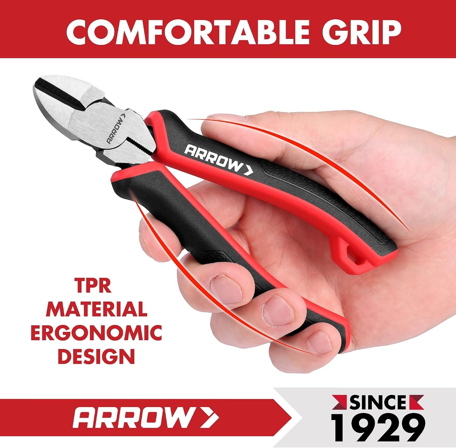 Heavy-Duty 6 Inch High-Leverage Pliers with Soft TPR Handle for Easy Cutting