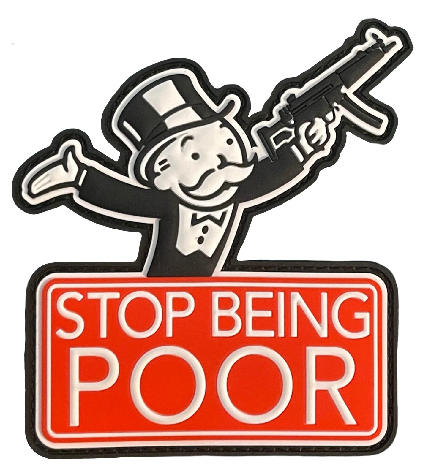Limited Edition Stop Being Poor Monopoly Man Uncle Moneybags HK MP5 Morale Patch