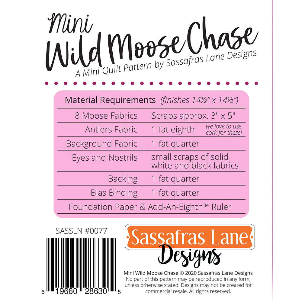 Sassafras Lane Designs Mini Wild Moose Chase Mini Quilt Pattern