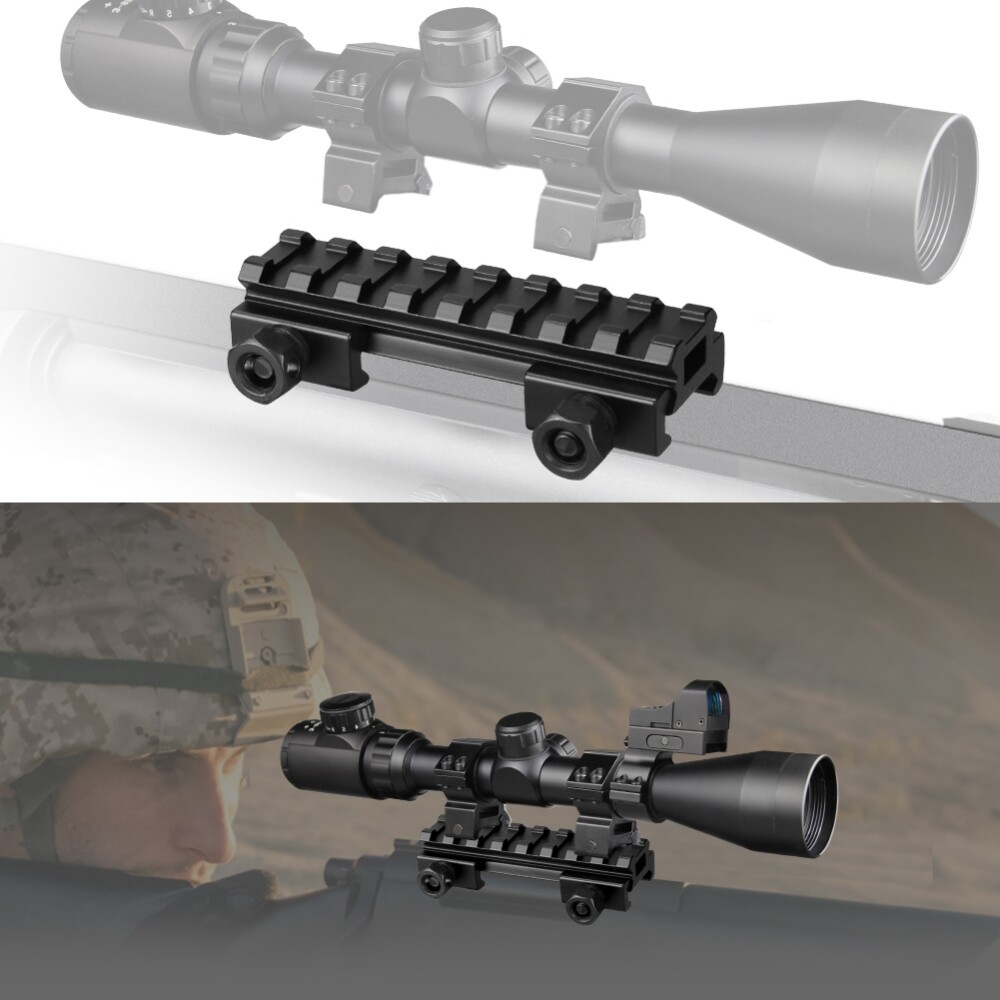 8 Slots Low Profile Scope Riser 0.5 Inch See Through Mount 20mm Picatinny Rail