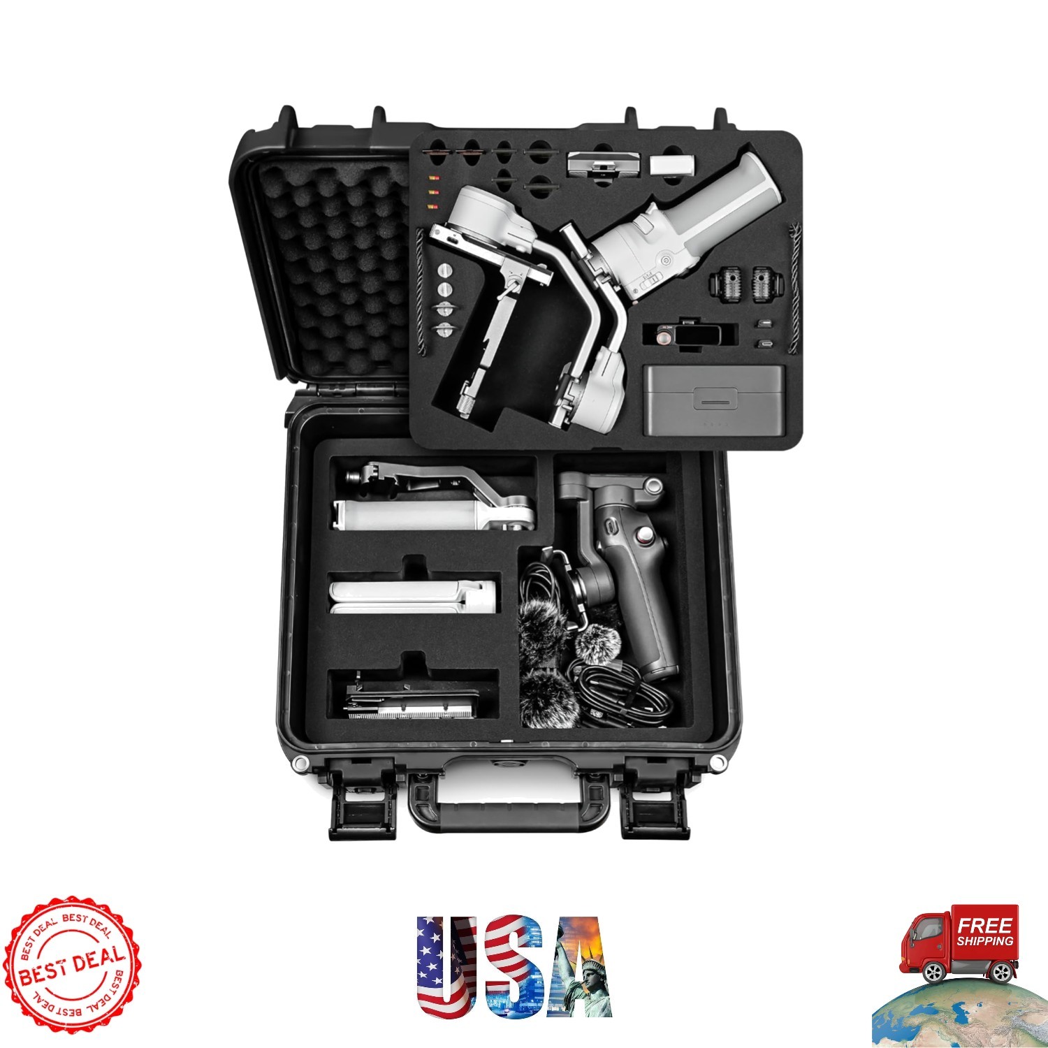 DJI RS 4 Mini & Mic Hard Carrying Case - Shock-Resistant with Organized Storage