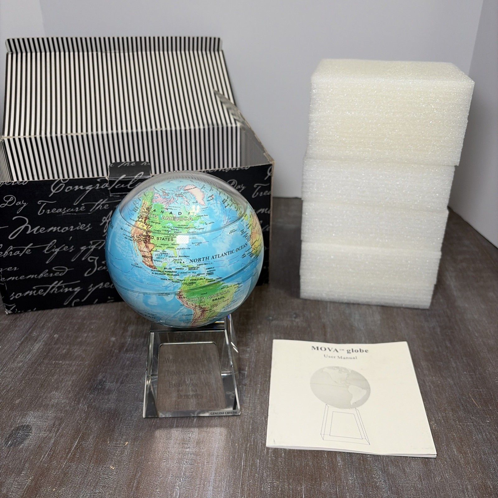 MOVA GLOBE RELIEF BLUE GLOBE 4.5" W/ MED. CRYSTAL BASE   AS-IS PARTS ONLY READ