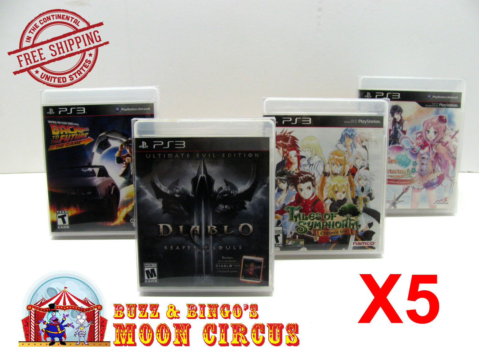 5x SONY PS3 CIB GAME - CLEAR PLASTIC PROTECTIVE BOX PROTECTOR SLEEVE CASE