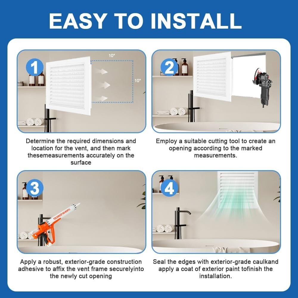 12 x 12 in - Access Panel Gabel Vent for Drywall with Push-Button Switch White