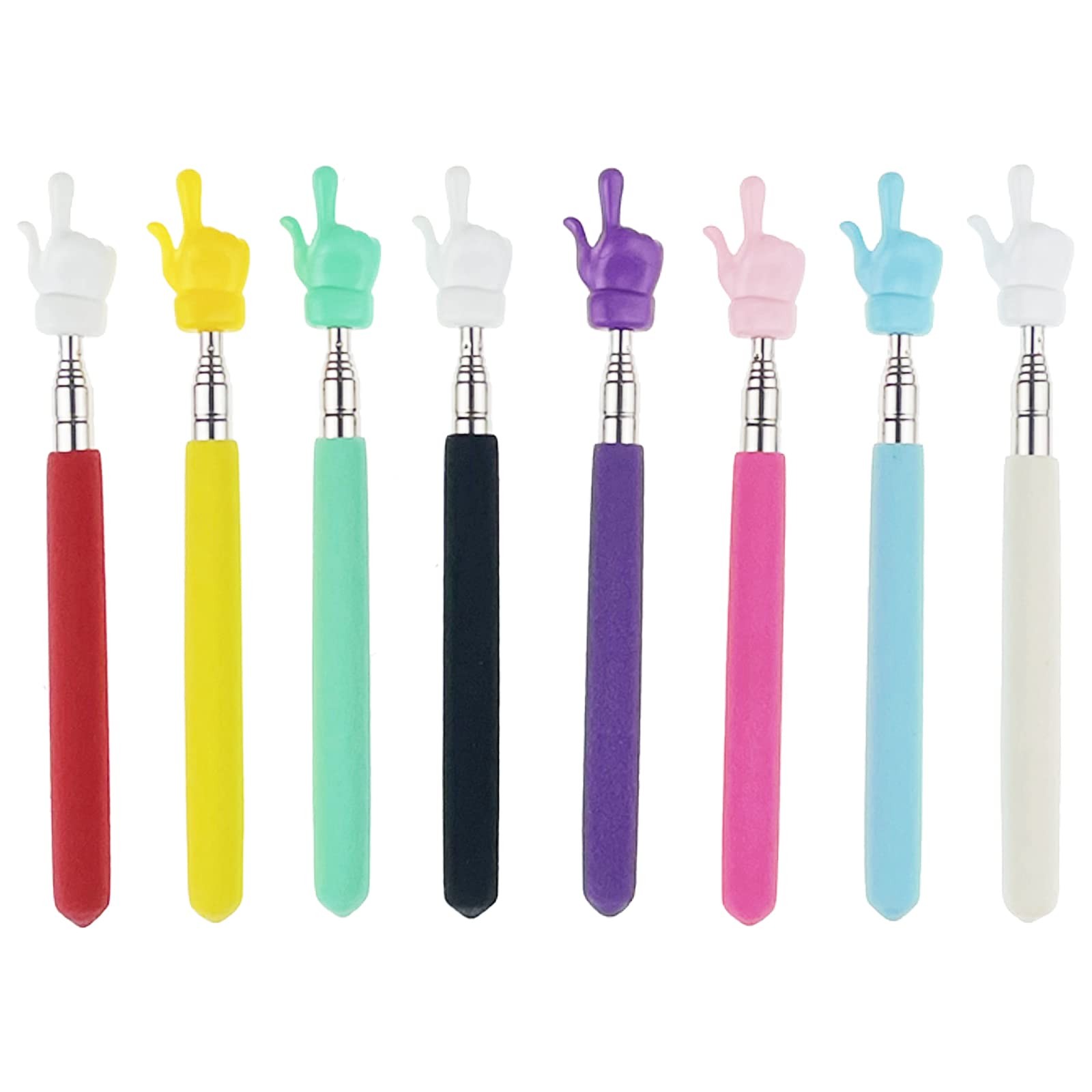 Miokun 8 Pieces Telescopic Teacher Pointer Finger Stick for 8 Colors