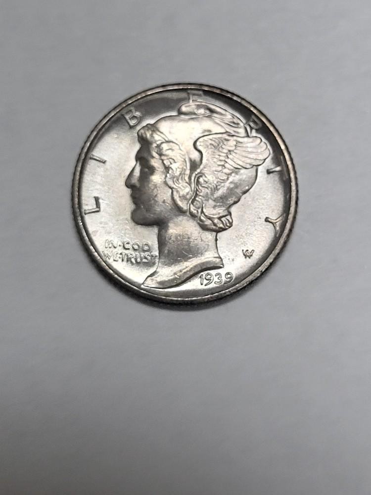 1939 D Mercury Dime FLASHY UNCIRCULATED !!