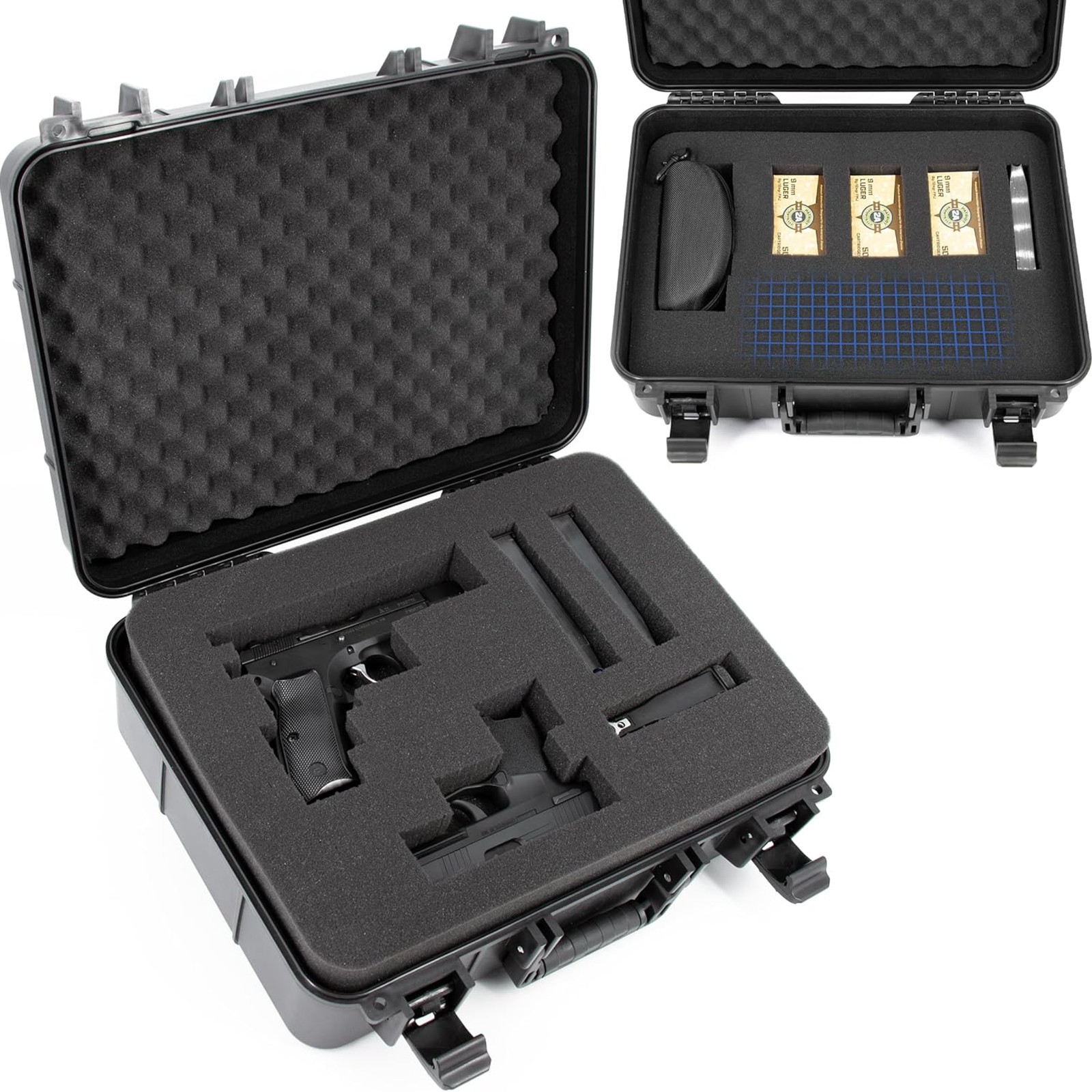 CASEMATIX TSA Approved Hard Pistol Case – Dual-Layer Foam Gun Case for Handguns