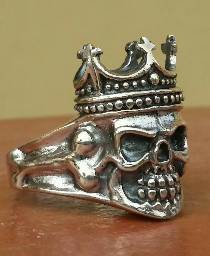 925 MENS SILVER RING SEAL HARLEY MOTORCYCLE SKULL CROWN