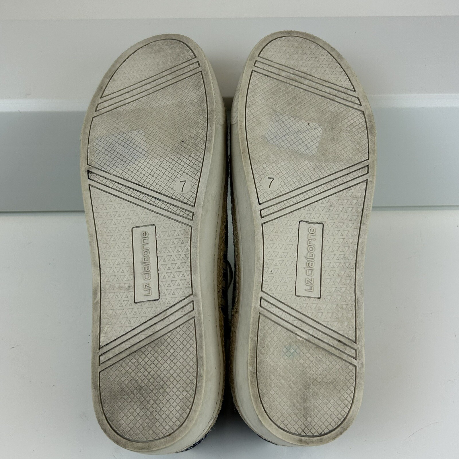 Liz Claiborne Shoes Womens 7 M Belfer Espadrilles Sneakers Lace Up Blue Fabric