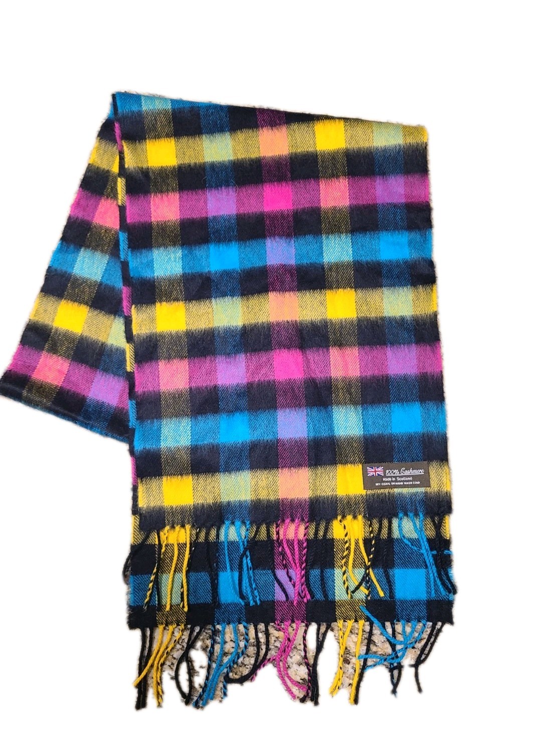 Cashmere Heavy Weight Stainglass Window Pane Scarf 100% Cashmere Scotland