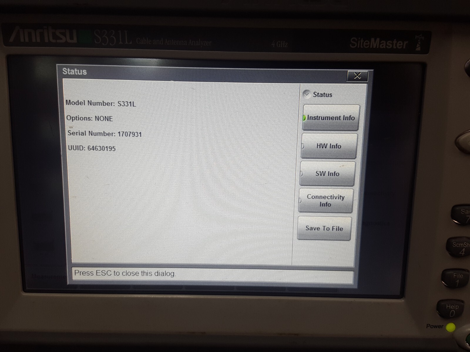 Anritsu S331L : Cable and Antenna Analyzer, 4GHz, (7931)
