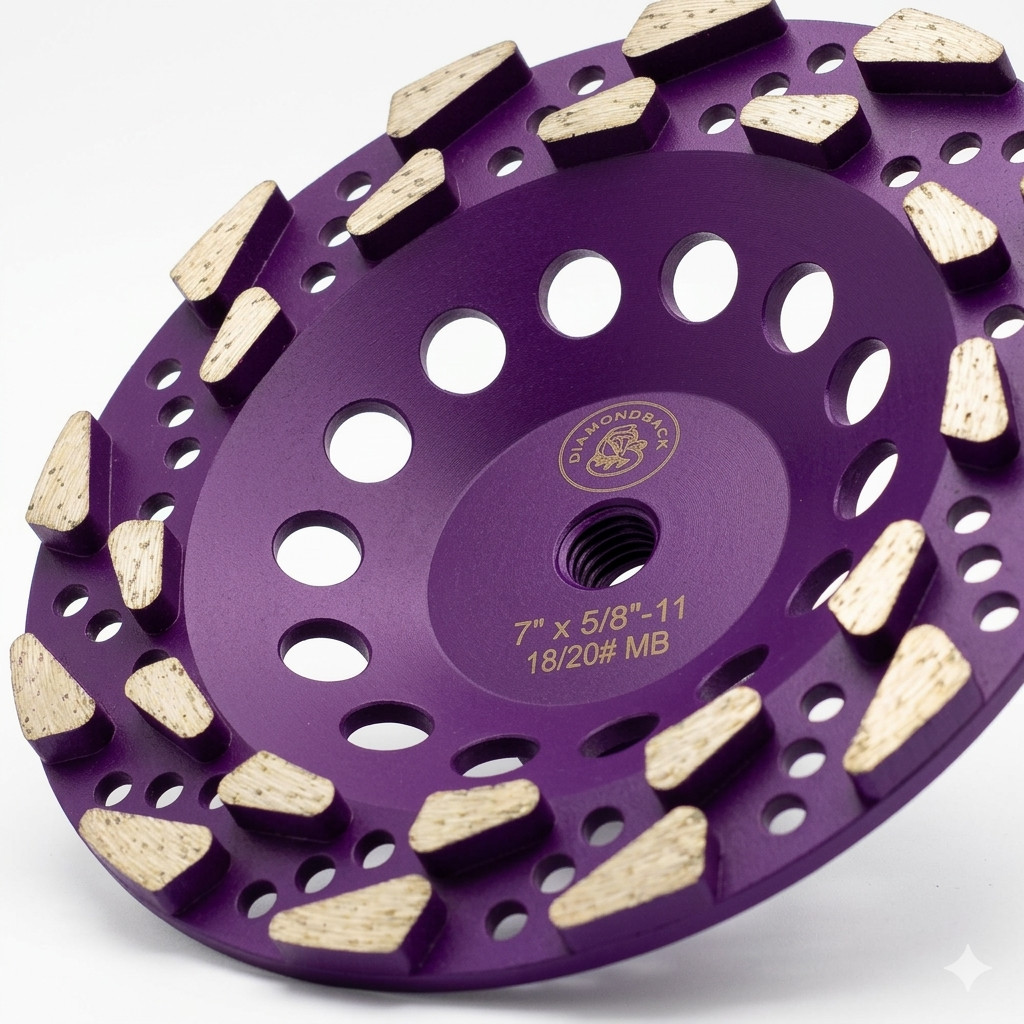 7" Purple Concrete Eater – Professional Aggressive Diamond Cup Wheel 18/20 Grit