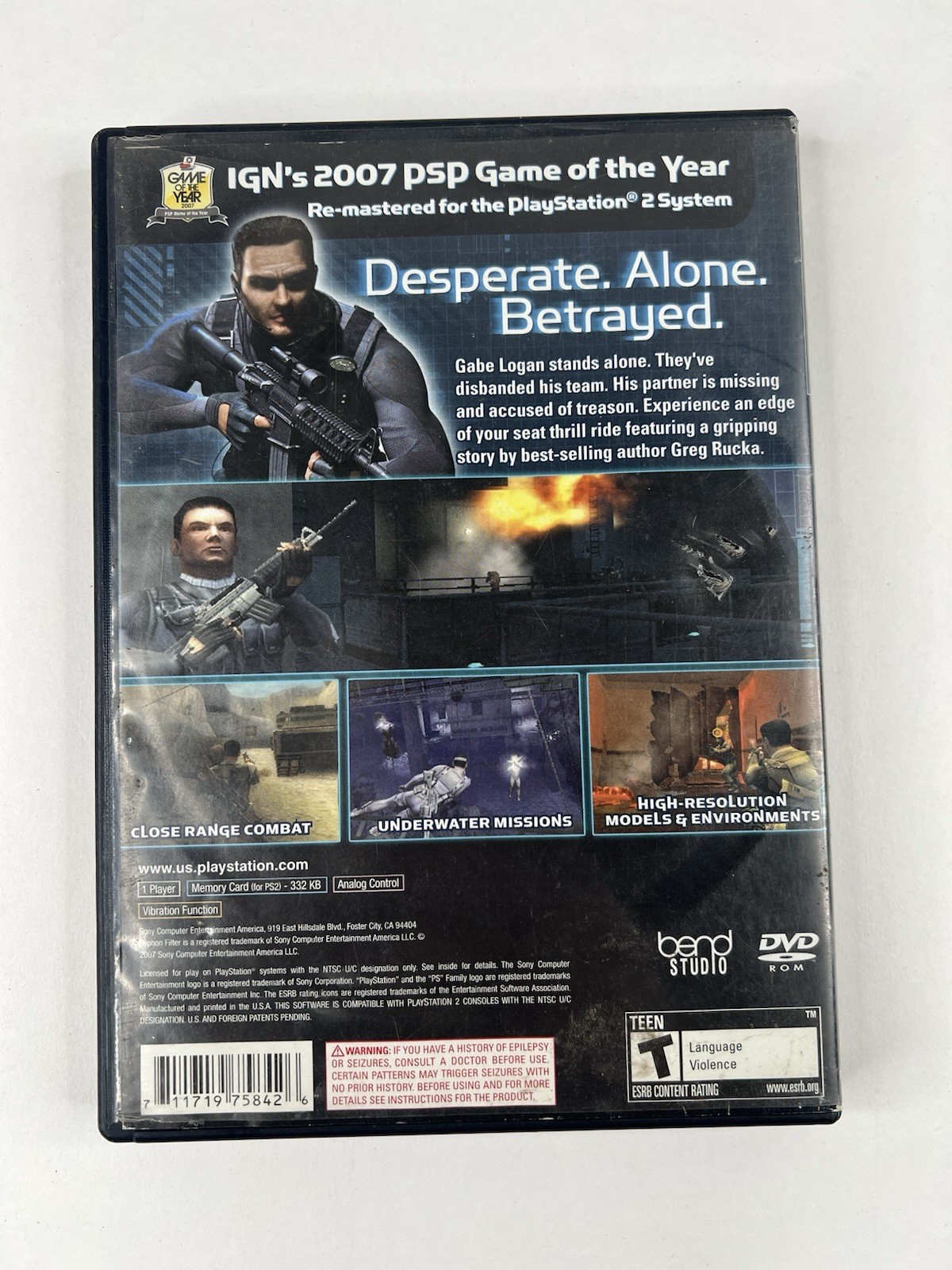 Syphon Filter Logan's Shadow - Sony PS2 - CASE & MANUAL ONLY (NO GAME)