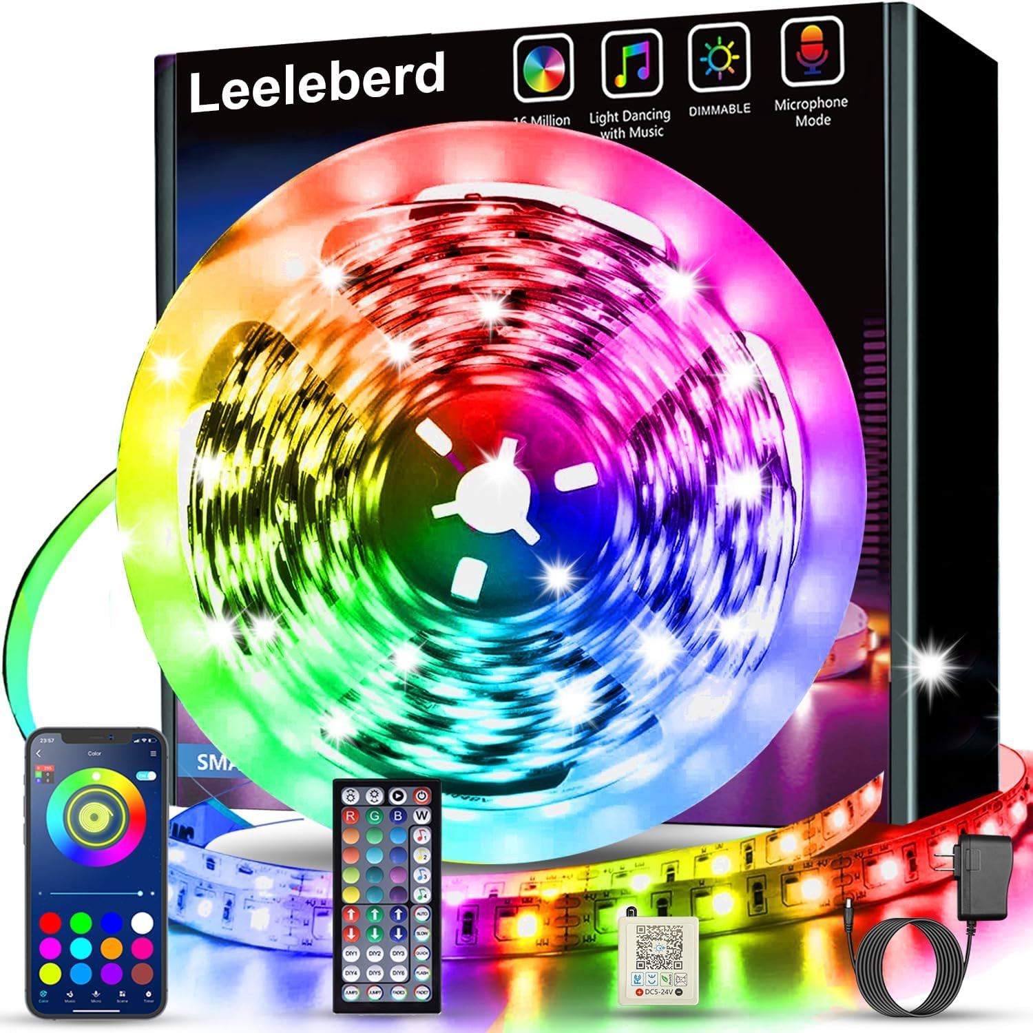 32.8Ft Led Strip Lights Smart App Music Sync Color Changing RGB Led Light Strips