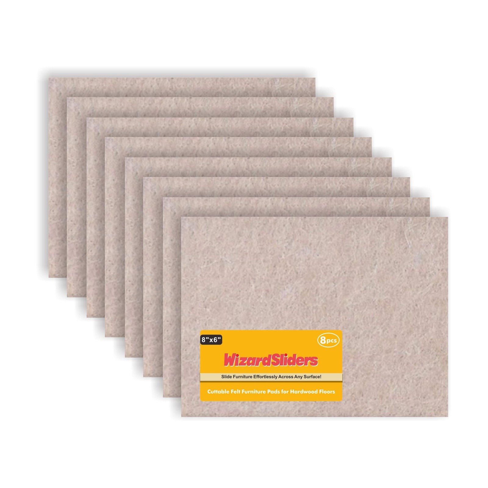 Felt Furniture Pads Self Adhesive 8pcs 8x6x1/5 Inch Cuttable Sliders Beige