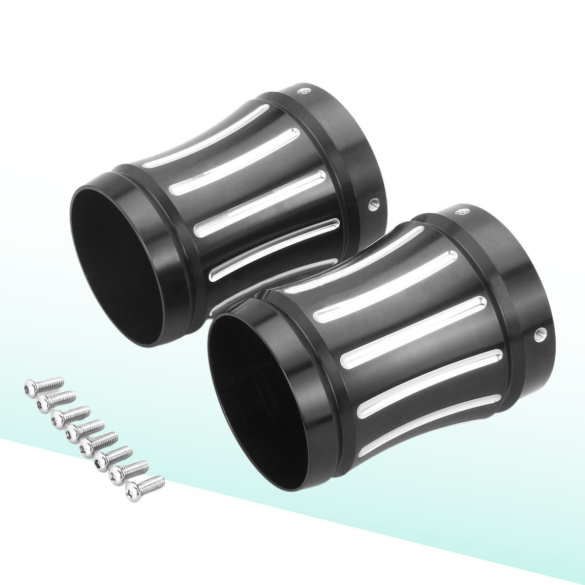 Black 4" Muffler End Caps for Harley Touring/Road King/Road Glide (1986-2016)