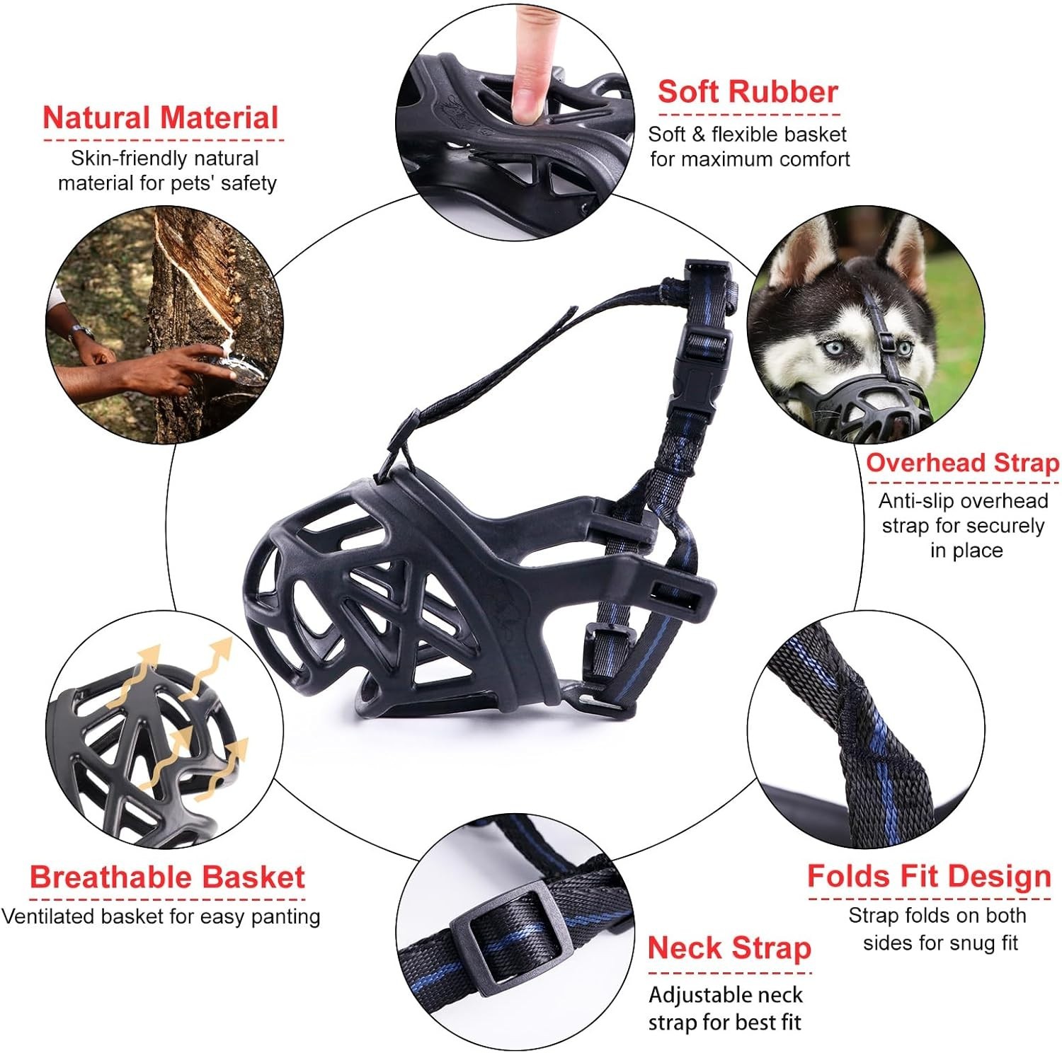Adjustable Medium Dog Muzzle - Breathable Basket Design for Comfort and Training