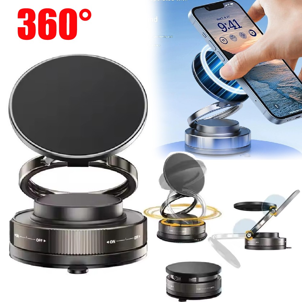 360 Vacuum Strong Magnetic Phone Holder Suction Cup Car Stand Foldable Car Mount