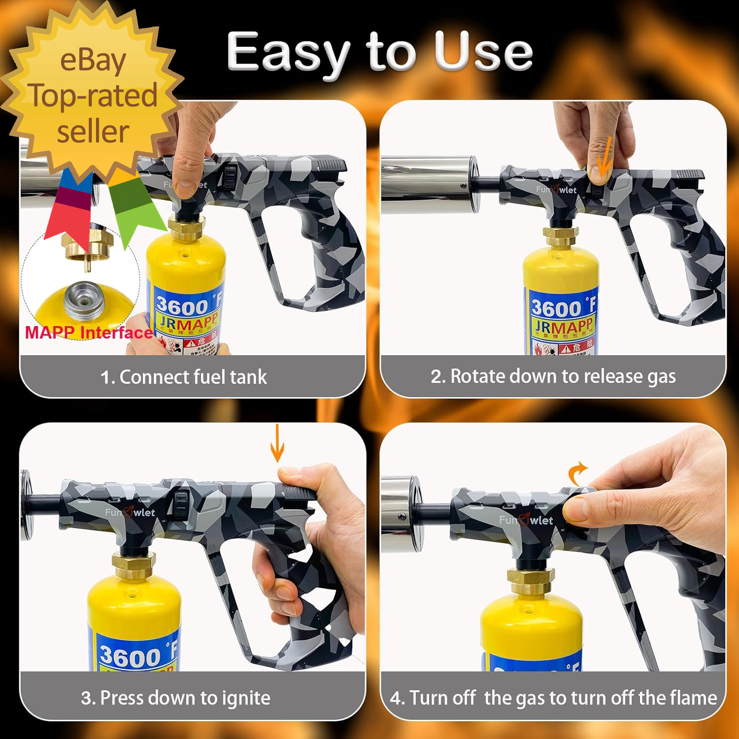 Powerful Cooking Propane Torch Lighter Culinary Kitchen Torch Sous Vide Charcoal