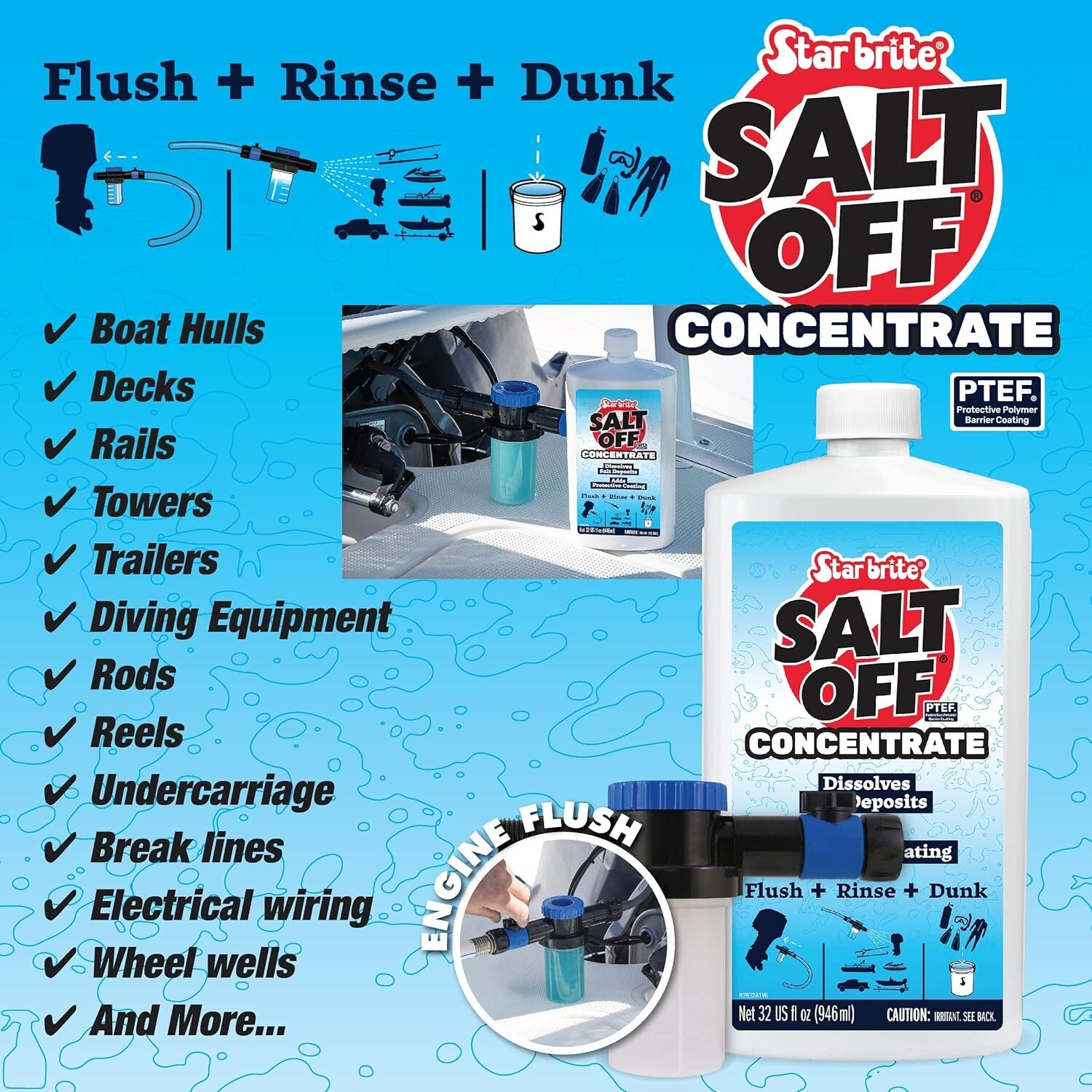 12 Pack Star Brite Salt Off Concentrate PTEF Protective Coating - 32 oz - 93932