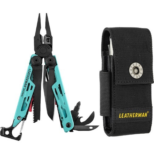 Leatherman Signal Multi-Tool  Aqua Blue / Black Finish w/ Sheath - Gently Used