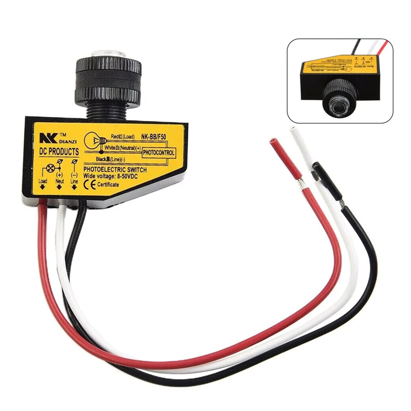 1PC Automatic Light Sensor Control Switch DC 8V-50V Photocell Light Switch