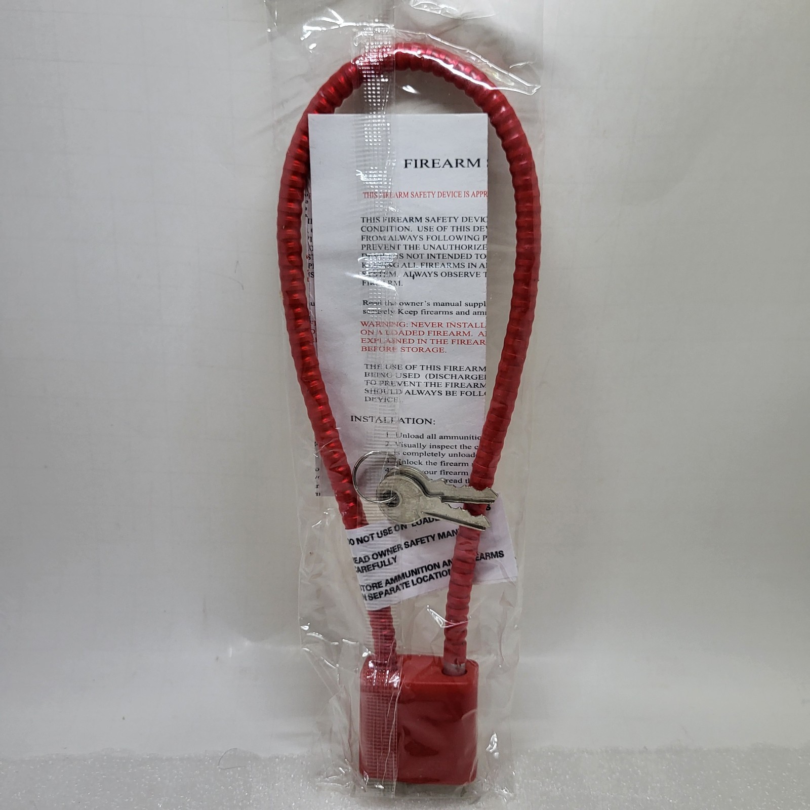 15” Cable LOCK Red Security Keyed 2 Keys 30mm NEW NIP