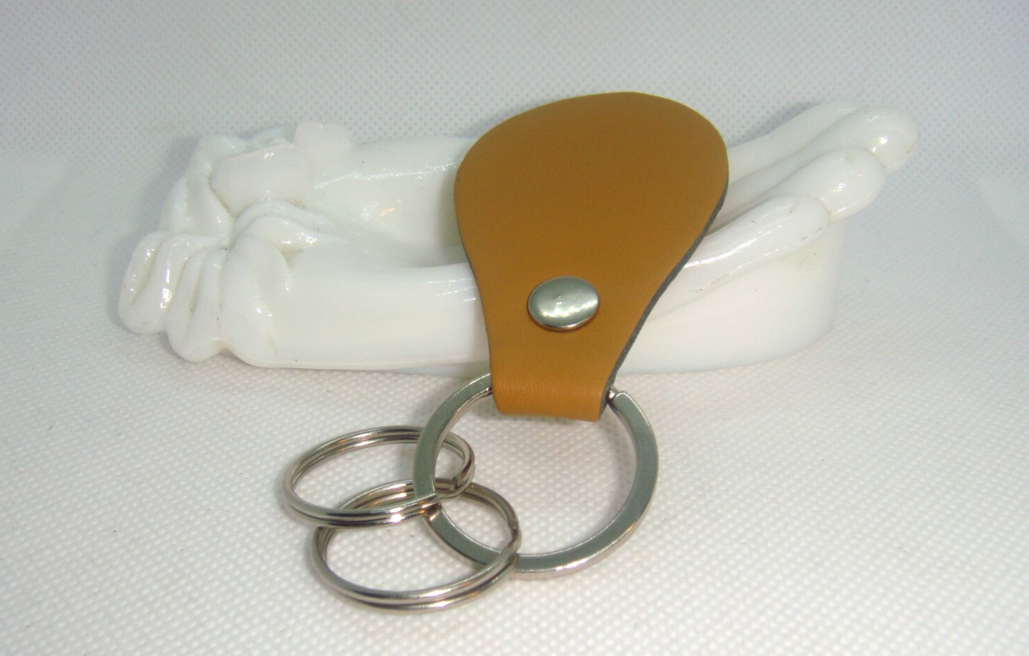 #1 ONE " BROWN " DIY PU Leather Key Fob KEY RING  with #2 two BONUS 1" Key Rings