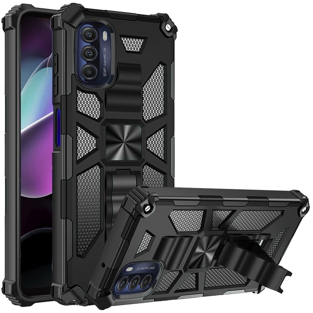 For Motorola Moto G 5G 2022 Case Full Body Kickstand Cover + Tempered Glass