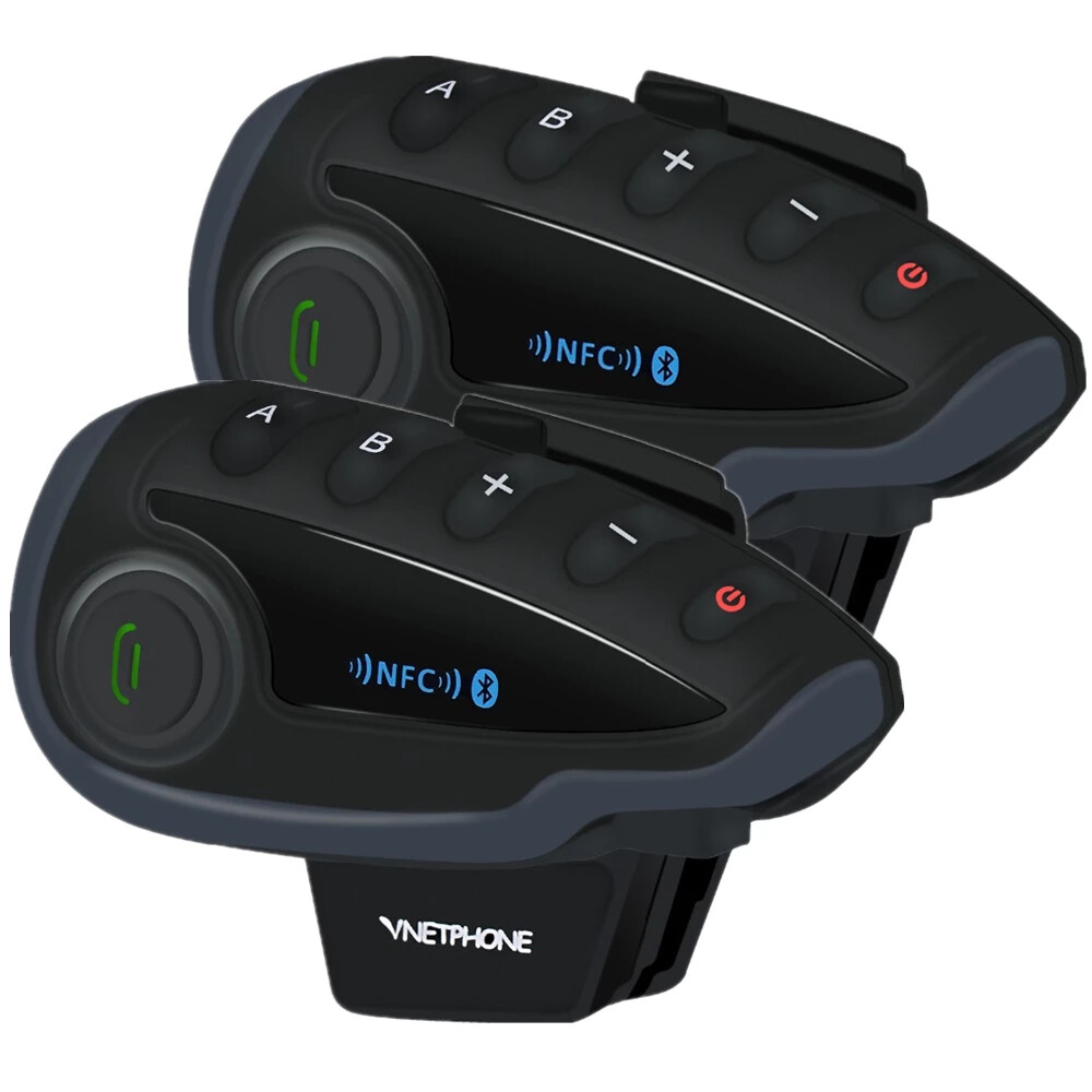 2 X Motorcycle Helmet Intercom NFC Remote Control Bluetooth Intercoms Headset V8