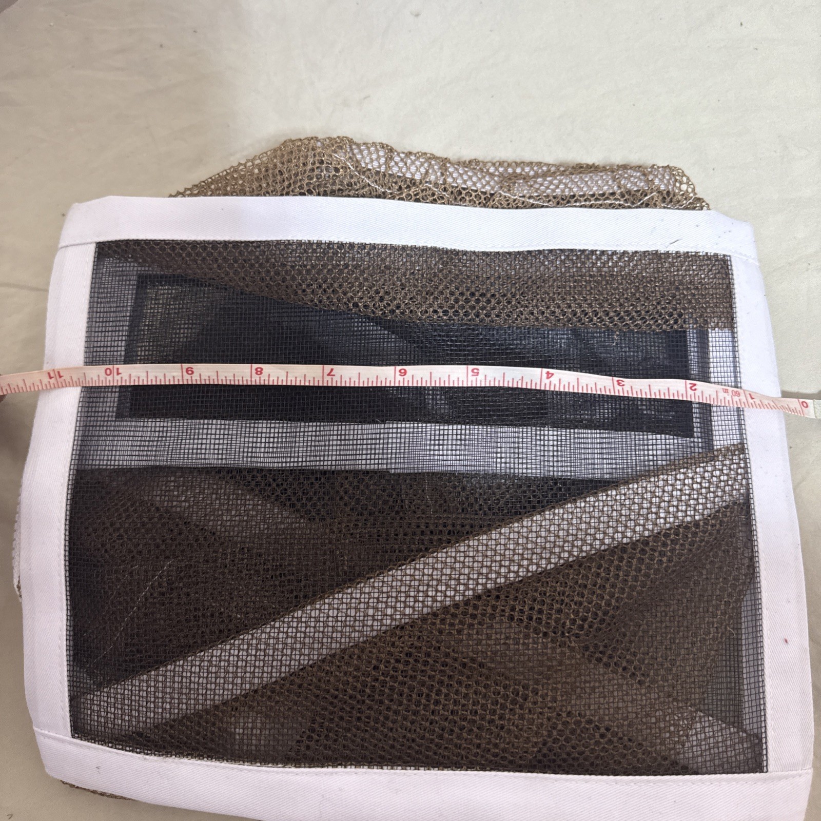 Honey Bee Square Protective Veil Folding For Round Hat! Zipper Bottom! Stained!