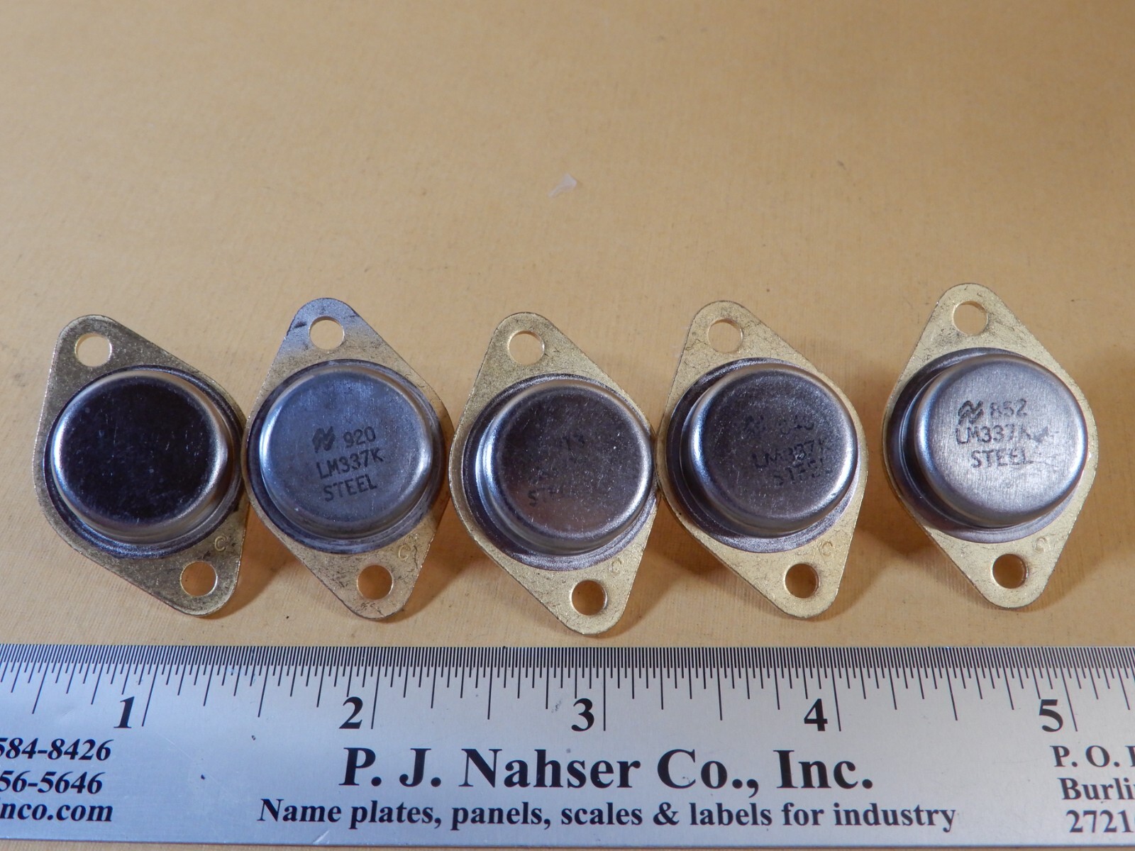 National Semiconductor LM337K Adjustable Voltage Regulators Qty 5 Gold NOS
