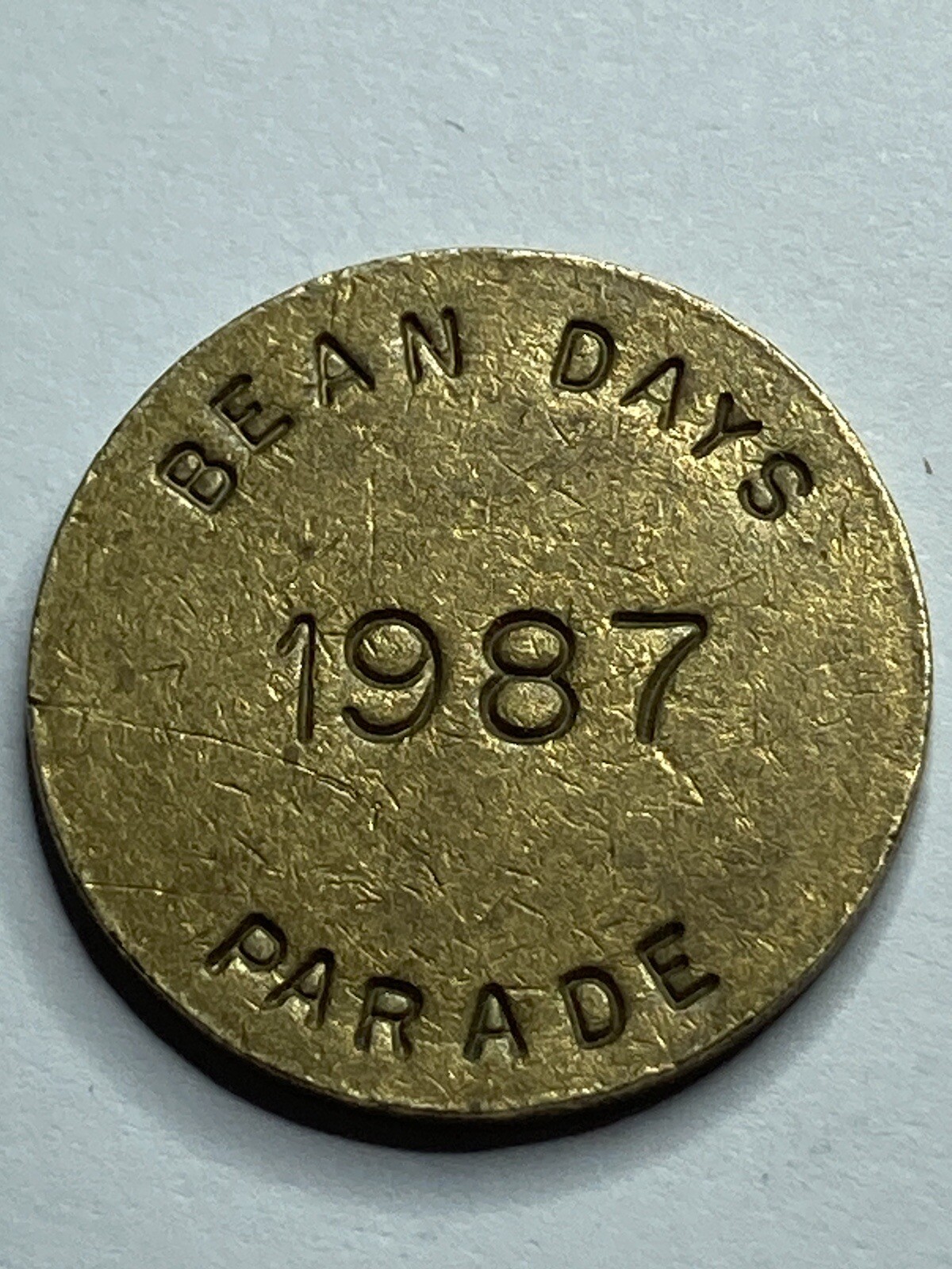 BEAN DAYS PARADE WINZELER STAMPING COMPANY ADVERTISING TOKEN MONTPELIER OHIO rm1
