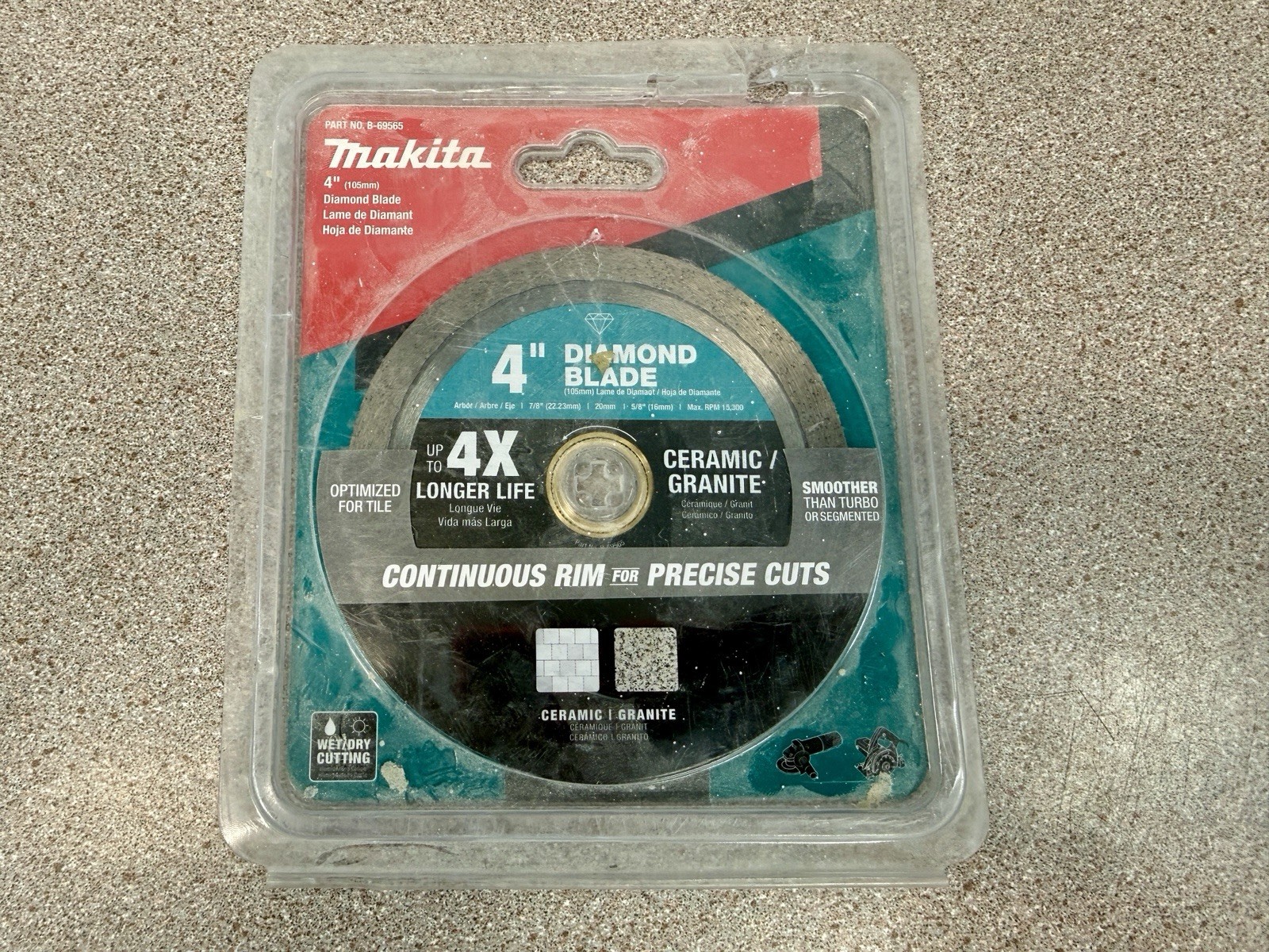 Makita B-69565 4" Continuous Rim Diamond Blade for General Purpose New