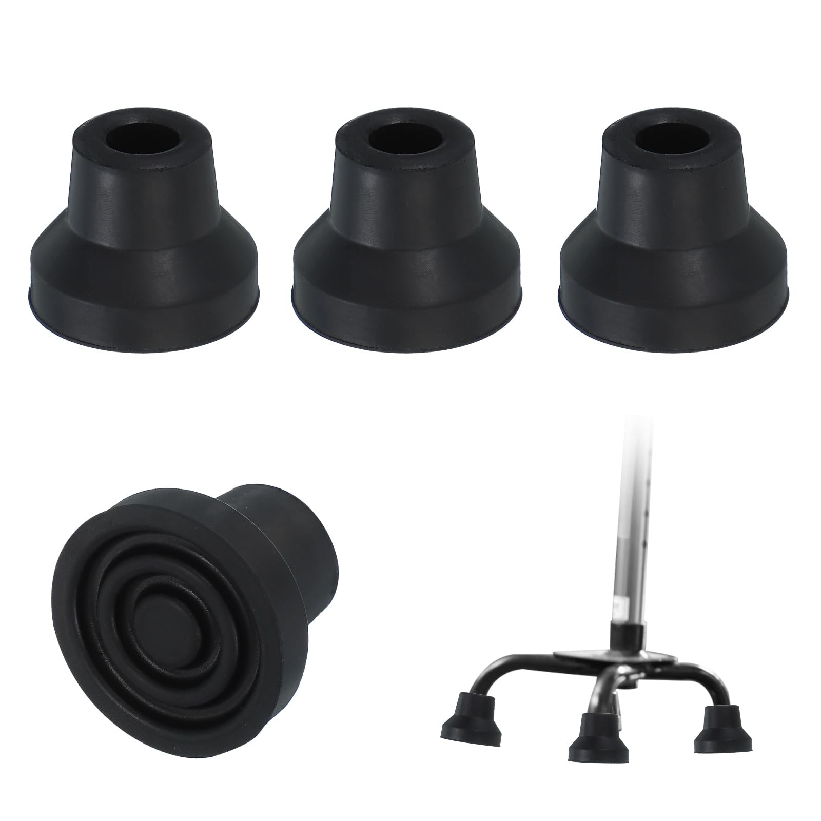 PATIKIL Quad Cane Tips 1/2 Inch, 4 Pcs Non-Slip Rubber Walking Cane Accessori...